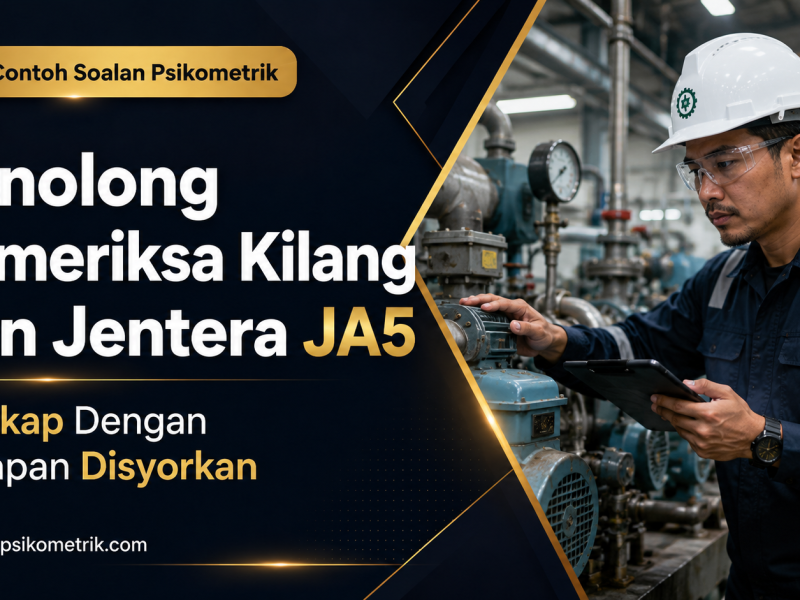 Contoh Soalan Psikometrik Penolong Pemeriksa Kilang Dan Jentera JA5 Lengkap Dengan Jawapan Disyorkan