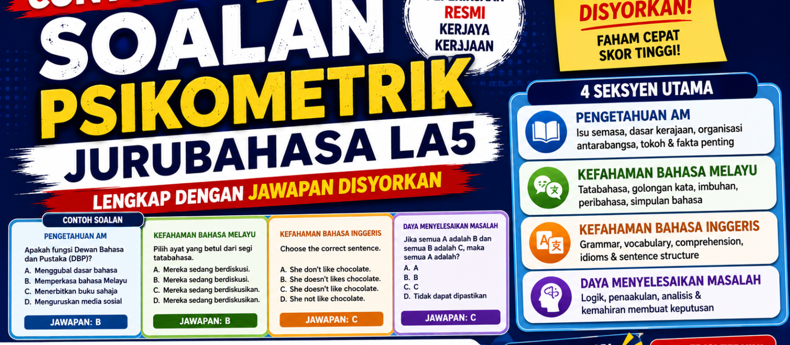 Contoh Soalan Psikometrik Jurubahasa LA5 Lengkap Dengan Jawapan Disyorkan