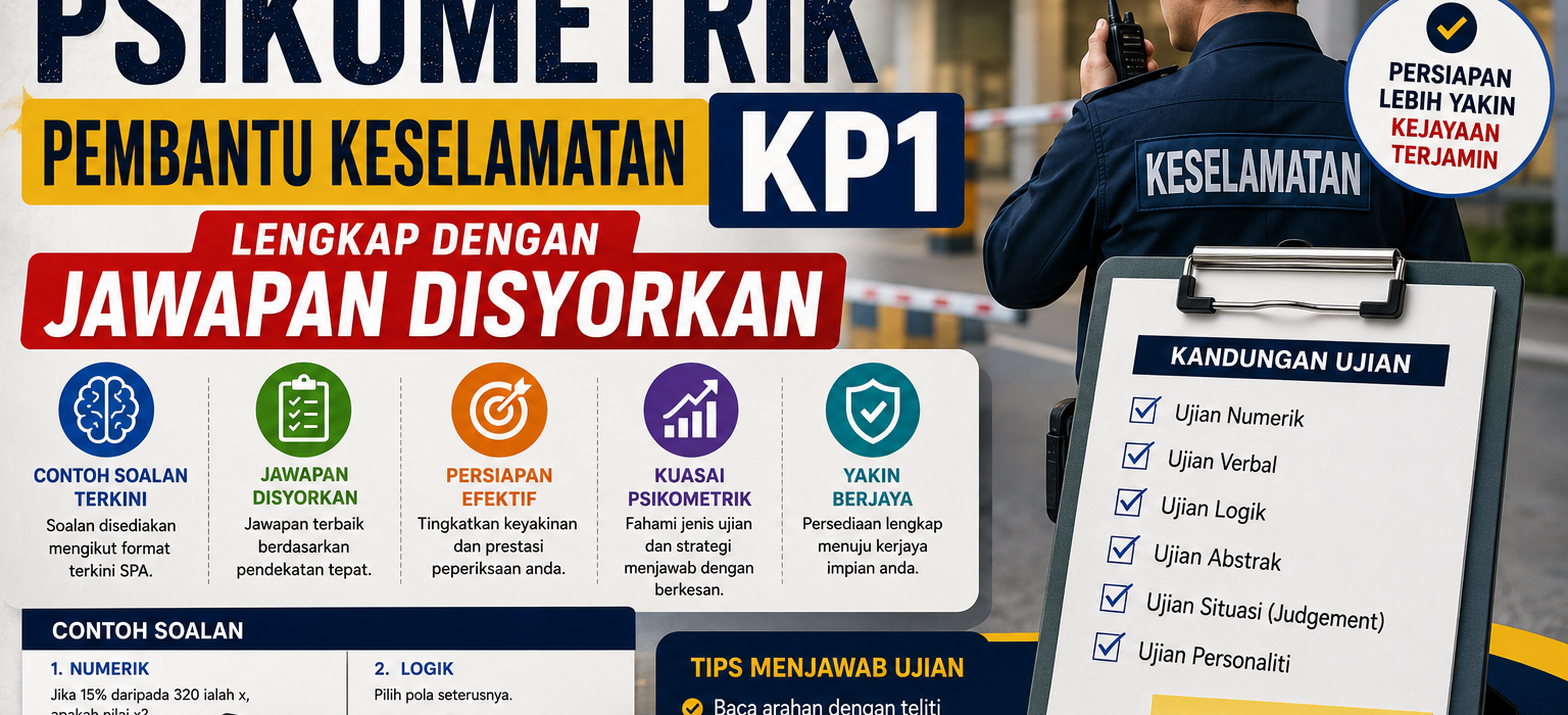 Contoh Soalan Psikometrik Pembantu Keselamatan KP1 Lengkap Dengan Jawapan Disyorkan