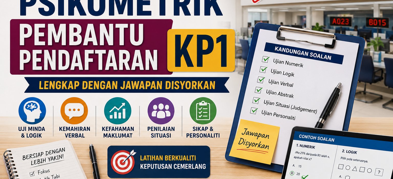 Contoh Soalan Psikometrik Pembantu Pendaftaran KP1 Lengkap Dengan Jawapan Disyorkan