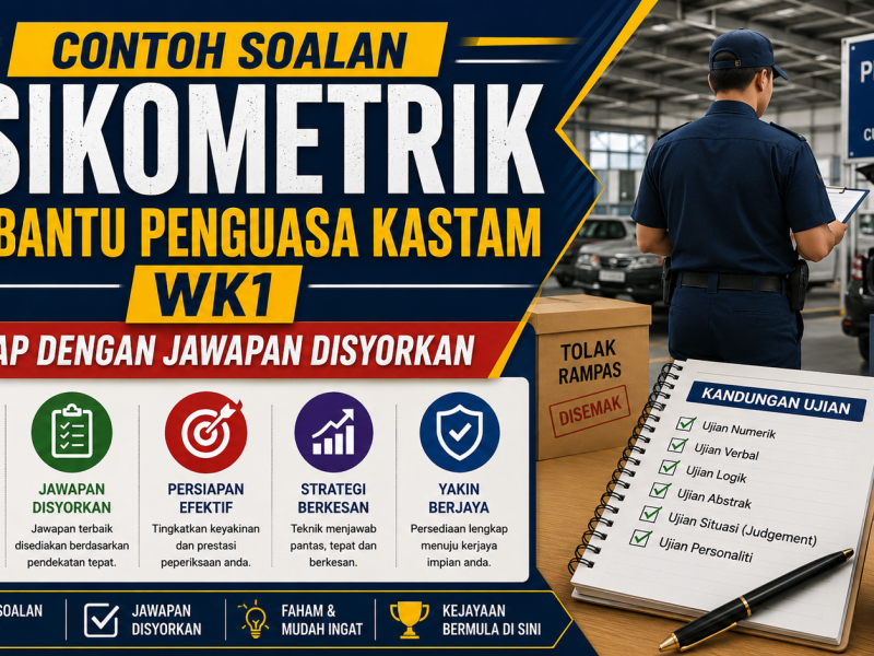 Contoh Soalan Psikometrik Pembantu Penguasa Kastam WK1 Lengkap Dengan Jawapan Disyorkan