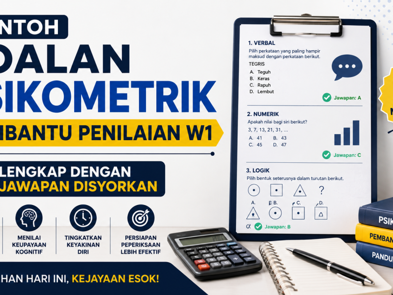 Contoh Soalan Psikometrik Pembantu Penilaian W1 Lengkap Dengan Jawapan Disyorkan