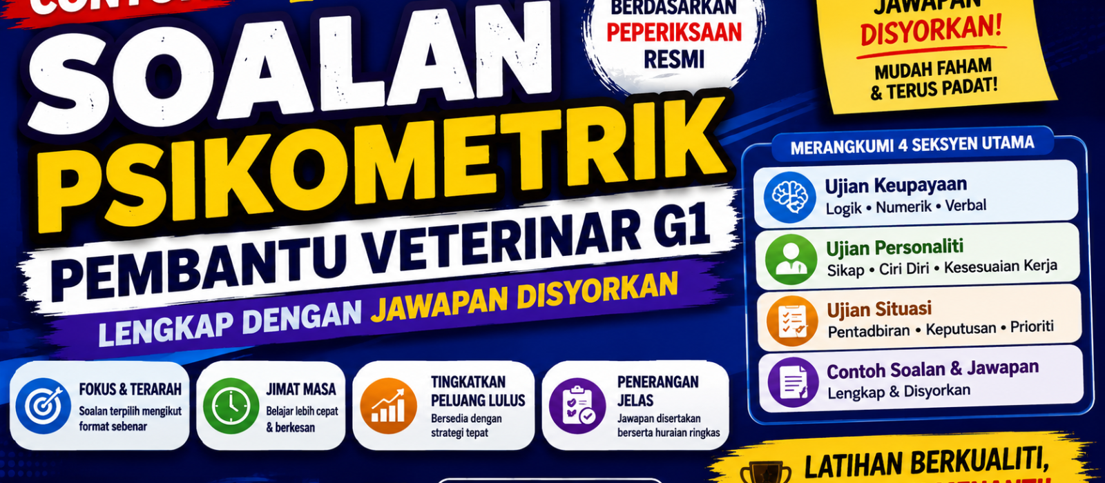 Contoh Soalan Psikometrik Pembantu Veterinar G1 Lengkap Dengan Jawapan Disyorkan