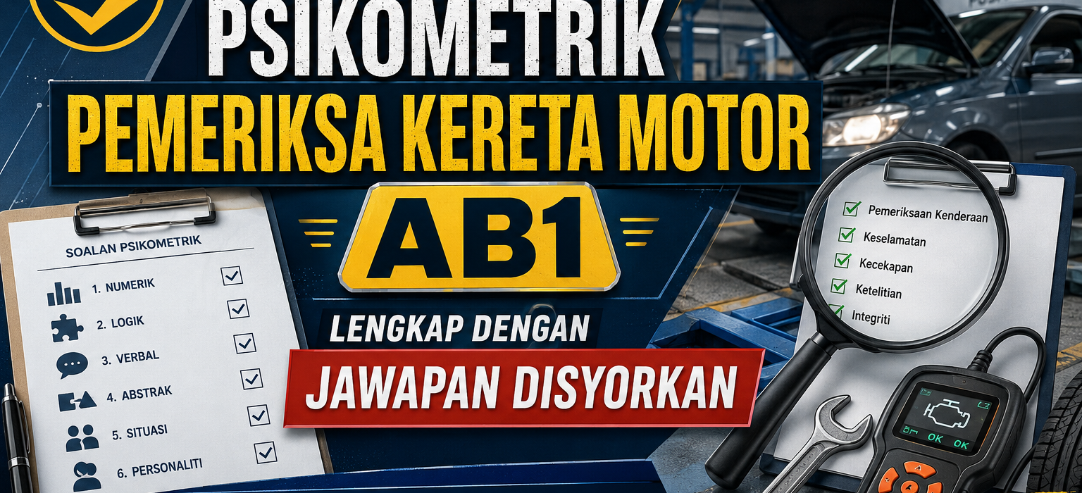 Contoh Soalan Psikometrik Pemeriksa Kereta Motor AB1 Lengkap Dengan Jawapan Disyorkan