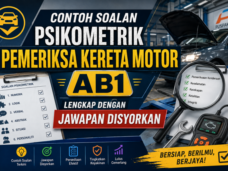 Contoh Soalan Psikometrik Pemeriksa Kereta Motor AB1 Lengkap Dengan Jawapan Disyorkan