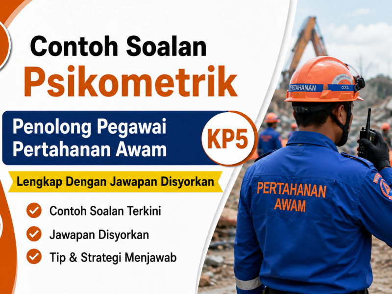 Contoh Soalan Psikometrik Penolong Pegawai Pertahanan Awam KP5 Lengkap Dengan Jawapan Disyorkan